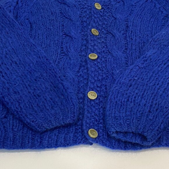 Vintage Hand Knit Cardigan Sweater By Damon Italy Mens M Mohair Wool Button Up - Picture 4 of 7